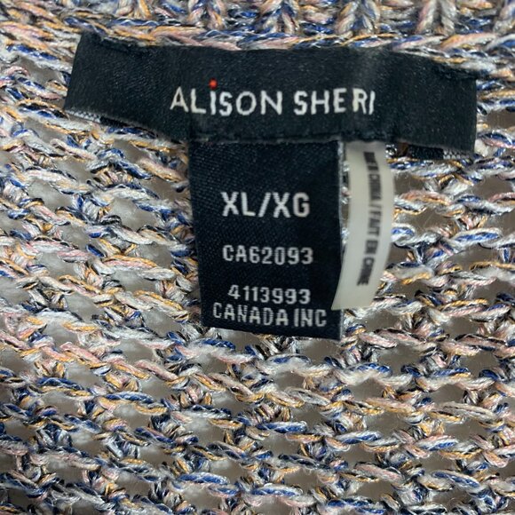 Alison Sheri grey Silver Long Sleeve Open Knit Sweater size xl - Picture 2 of 14